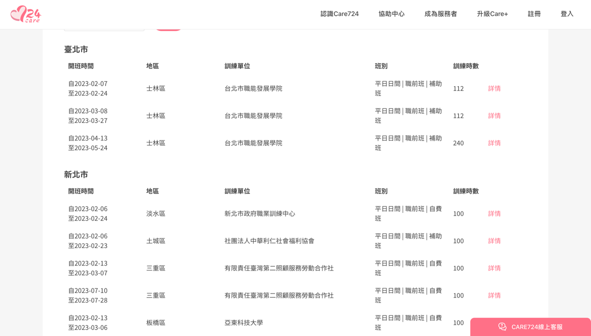 照顧服務員訓練
